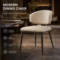 Chaise de salle à manger moderne et élégante, assise rembourrée crème avec pieds en bois massif pour hôtel, restaurant, usage commercial