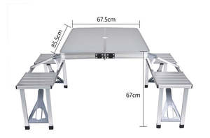 Mesa de Picnic Portátil Plegable para Viajes con Sillas y Orificio para Sombrilla, Juego de Mesa y Sillas para Acampar para 4 Personas - Product Image 5