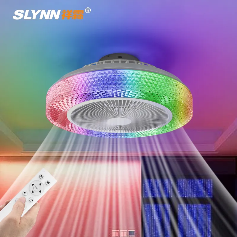 Ventilateur de Plafond Smart RGB avec Lumière Dimmable Couleur Lumière Pour Chambre Salon Appartement Ventilateur LED Lustre avec Télécommande