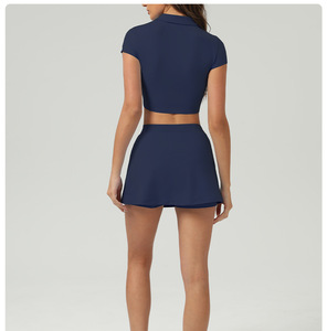 Women's Ice Sensitive Sun protection Sports Short Sleeved Top, Running Anti Glare Skirt Pants Two-piece Set - Product Image 5