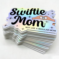 Pegatinas Holográficas Personalizadas con Efecto Holográfico, Impermeables, de Dibujos Animados, Decoración Individual, Regalo, Vinilo PVC, Marca Superior PT