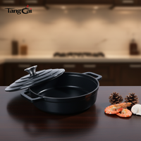 Casserole émaillée à 3 couches, casserole peu profonde en fonte émaillée pour fruits de mer, casserole ronde durable, ustensile de cuisson, commande en gros, vente au détail