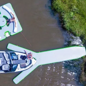 Piattaforma galleggiante del pontone dell'isola di galleggiamento dell'acqua del bacino della barca del Jet Ski di forma di Y Gonflable per lo Yacht