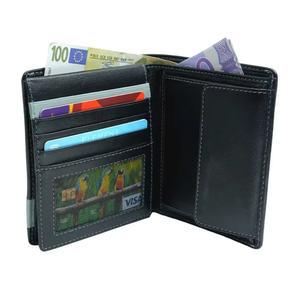 Porte-cartes minimaliste en cuir véritable pour homme Wriza, avec blocage RFID, design élégant, fin et durable, doublure en cuir - Product Image 2