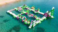 Parcours d'obstacles aquatiques gonflables flottants avec escalade, trampoline et toboggan pour les centres de villégiature, les lacs et les entreprises de location