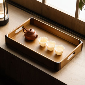 Guanlan Bamboo Tea <b>Tray</b> Rectangular With Handle For Home Tea Serving And Snack Storage <b>Large</b> Size First Class Quality - Product Image 5