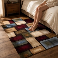 Tapis de cuisine lavable antidérapant, motif abstrait moderne vintage, en polypropylène/polyester, à poils ras, facile à nettoyer pour la cuisine