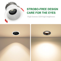 Vente en gros d'usine, spot encastré COB, boîtier en aluminium, anti-éblouissement, projecteur LED, 7W, downlight LED COB
