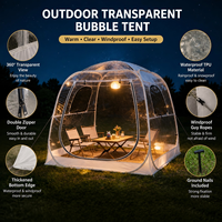 Tente bulle sphérique transparente, dôme à vue panoramique, installation rapide, abri chaud pour l'hiver, maison de camping portable pour le glamping en plein air