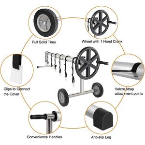 Enrouleur de couverture de piscine en aluminium VINGLI de 18 pieds avec roues pour piscines enterrées - Product Image 3