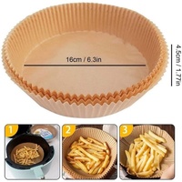 Papier sulfurisé pour friteuse à air de 6,3 pouces, 100 pièces/boîte, antiadhésif, double face, silicone, résistant à la graisse, imperméable, pour sandwichs et pain