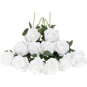 Roses artificielles en velours, roses uniques, vente en gros d'usine, décoration de mariage et de maison, roses artificielles au toucher réel, rose / rouge / blanc - Product Image 1