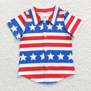 Camisas con botones y estampado de estrellas del 4 de julio para hermanos y bebés varones - Product Image 4
