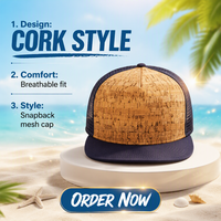 Gorra Trucker de Corcho Personalizable DIY con Visera Plana de 5 Paneles y Malla Trasera