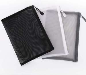 Reusable Nylon Mesh Zipper Pouch Travel Essentials Organizer Lightweight Plastic Zip <b>File</b> <b>Folders</b> with Lanyard Makeup Storage - Product Image 2