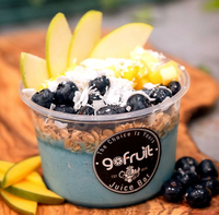 Gobelet en PET de qualité alimentaire recyclable pour smoothies et yaourts à l'açaï, 8 oz et 32 oz, bol en plastique personnalisé imprimé avec couvercles pour jus et café