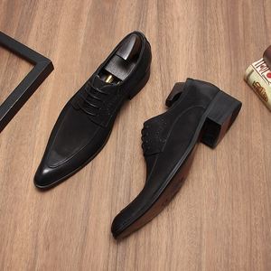 Luxurious Business Formal <b>Shoes</b> Leather Casual Men's Black Pointed-Toe <b>Height</b> <b>Increasing</b> Anti-Slip Breathable <b>Shoes</b> - Product Image 1