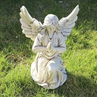 Sculpture en résine d'ange fée priant, agenouillée, ailée, faite à la main, peinte à la main, décoration de jardin, pelouse, maison