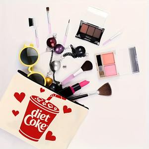 <strong>Diet</strong> <strong>Coke</strong> Print Cosmetic Bag Heart Pattern Makeup Storage Bag Travel Toiletry Bag for Women - Product Image 4