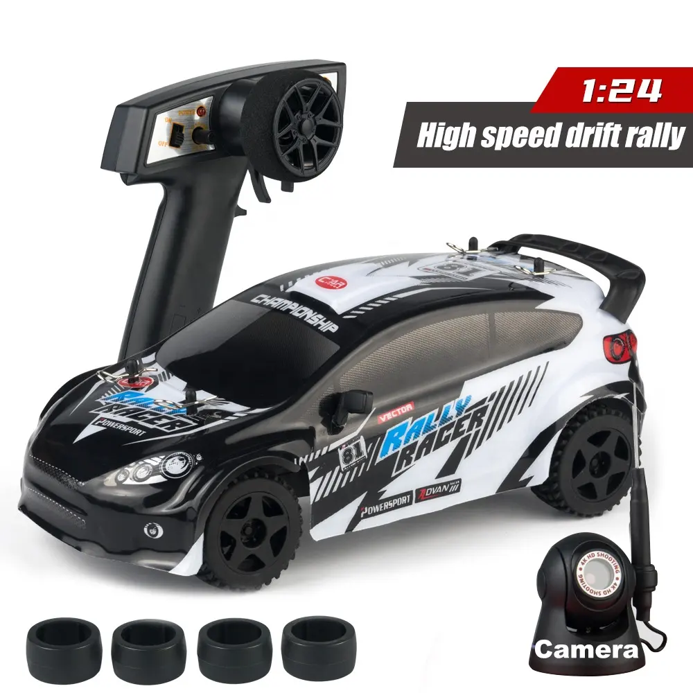 1:24 2.4G FPV Gyro ESP Led App Remote Live Video HD Cameras Drift Racing Rally Truck Toys Phone Control Mini RC Car with Camera