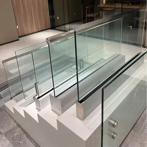 HDSAFE 12-20mm glass railing balcony u channel aluminium villa hotel office shopping mall deck terrace stair balustrade handrail