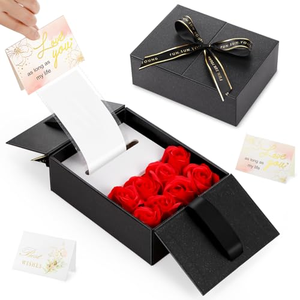 Boîte à bijoux en forme de rectangle à double porte pour collier pendentif fleur de rose, idéale pour la Saint-Valentin et l'emballage cadeau - Product Image 1