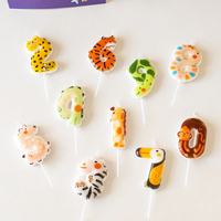 Bougies Chiffres Écologiques Sans Fumée Couleur Unie pour Gâteaux d'Anniversaire 0-9 Décorations de Gâteaux Style Animalier Dessin Animé