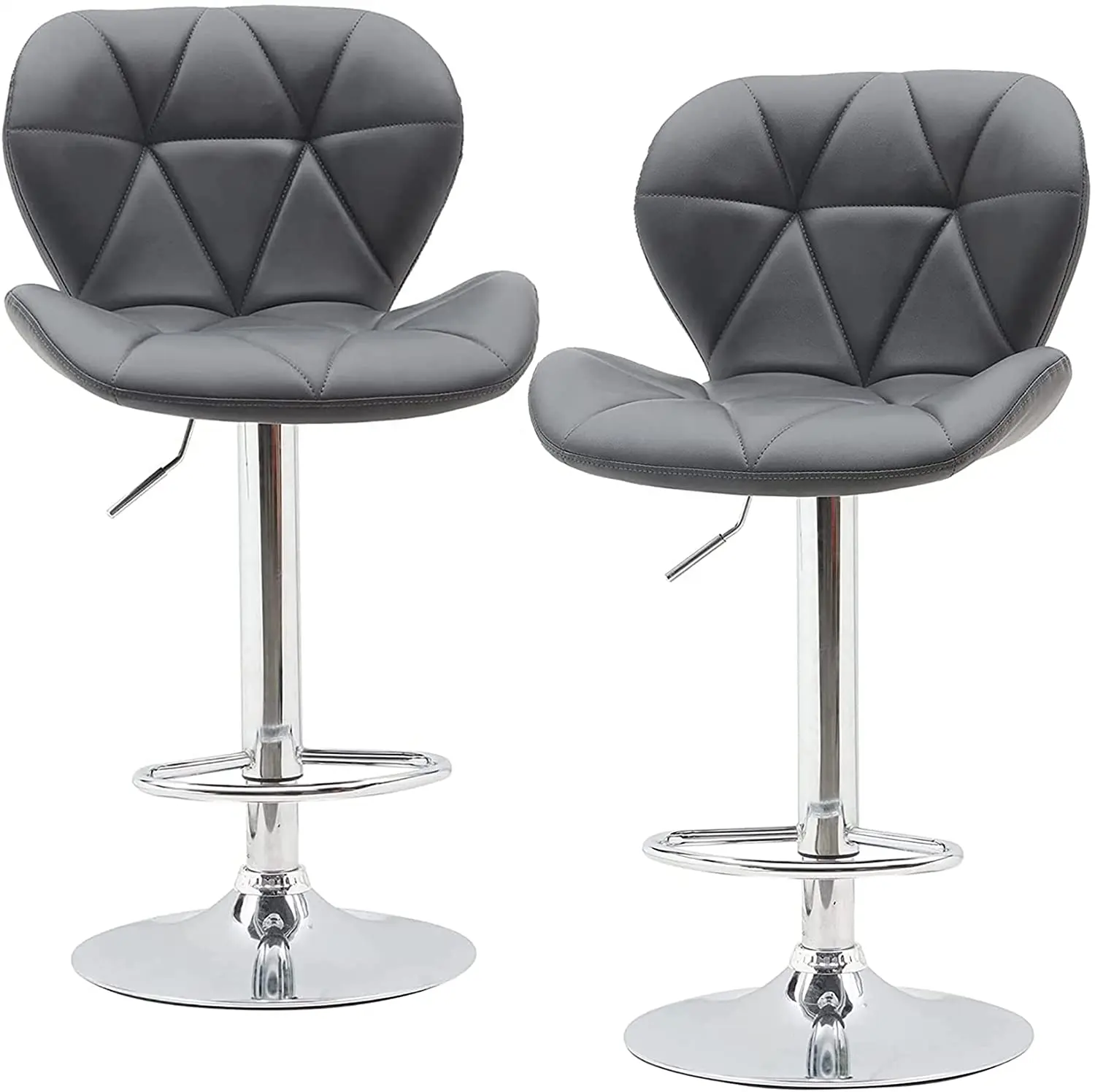 Современные Черные недорогие высокие поворотные барные стулья с хромированной основой из искусственной кожи, барный стул для продажи