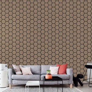 Tự làm trang trí ngọn lửa chống ẩm bằng chứng hình lục giác cách âm bảng 3D Acoustic tường Bảng điều khiển với công nghệ gỗ Veneer - Product Image 1