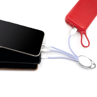 Câble de chargement USB rapide de type C personnalisé Cadeau promotionnel Porte-clés macaron LED Câble de données multifonction 3 en 1 pour Mac iPhone