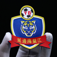 Écusson de football 3D personnalisé, logo sportif, étiquette en silicone pour le football, patchs en caoutchouc, transfert thermique à repasser, logo en silicone souple pour chapeau
