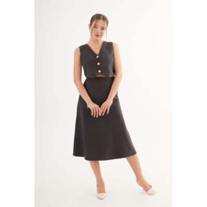 Conjunto de Dos Piezas al por Mayor: Chaleco y Falda de Gamuza Negra Premium para Mujer, Chalecos y Faldas Premium para Mujer - Product Image 6