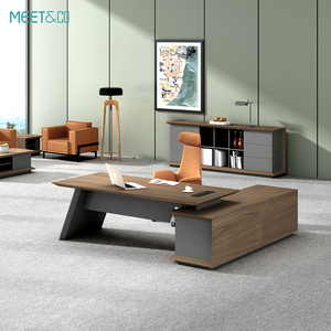 Ensemble de bureau de direction en bois en forme de L extensible et convertible <span class=keywords><strong>Meetco</strong></span> Luxury Modern pour PDG/directeur - Product Image 1