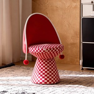 Silla de Salón Giratoria con Respaldo y Patrón a Cuadros, Color Rojo - Product Image 3