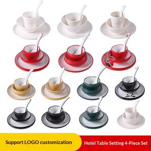 Service de table <span class=keywords><strong>NYX</strong></span> A5 en mélamine imitation porcelaine, peint à la main, style moderne et épuré, ensemble de quatre pièces, épaissi, résistant aux chutes, créatif - Product Image 5