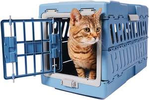 กล่องขนส่งสัตว์เลี้ยงพลาสติกแบบพับได้ ได้รับการรับรองจาก IATA สำหรับการขนส่งทางอากาศ รองรับน้ำหนักได้ 45 กก. พร้อมเต็นท์สำหรับสัตว์เลี้ยง - Product Image 2