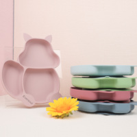 Assiette personnalisable pour bébé en forme d'écureuil, ensemble d'alimentation en silicone écologique et non toxique, bol 100% silicone platine de qualité alimentaire sans BPA
