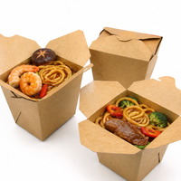 Boîtes d'emballage jetables en papier kraft pour plats à emporter, avec impression de logo personnalisé, pour restaurants, repas rapides et plats à emporter.