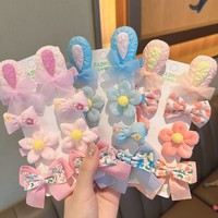 Jepit & Ikat Rambut Kain Motif Bunga Gaya Korea untuk Anak Perempuan dan Wanita, Aksesoris Poni yang Tidak Merusak
