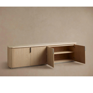 Mobile <span class=keywords><strong>TV</strong></span> Moderno di Lusso in Legno Massello Regolabile, Consolle Porta <span class=keywords><strong>TV</strong></span> con Spazio di Archiviazione per Soggiorno - Product Image 6
