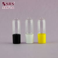 Récipient vide de flacon en verre de tube de fond rond de BLP15-3ML avec la boule de rouleau en verre de chapeau de pp noir blanc pour le soin d'ongle d'huile de cuticule