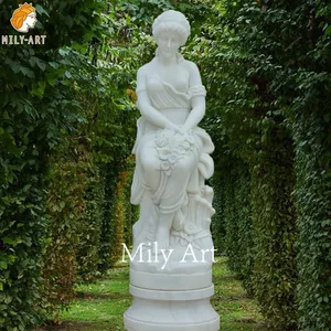تمثال بناتي من الرخام الأبيض بالحجم الطبيعي لزينة الحديقة مخصص