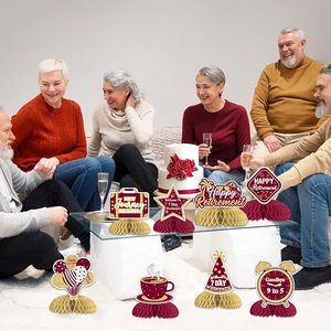 Centros de Mesa de Panal de Abeja para Retiro Feliz, Decoraciones Borgoña para Fiesta de Retiro, Nuevo Viaje Comienza, Adios 9 a 5, Adornos para Mesa - Product Image 4