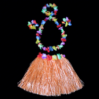 Ensemble de jupe en herbe plastique, costume de danse, couronne, performance hawaïenne, longueur 30 cm, pour Halloween, remise de diplôme, Noël