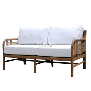 Westwood Teak Wood two-seater <b>sofa</b> elegantly crafted with rattan weave, perfect for villas, hotels or outdoor resorts - Product Image 4
