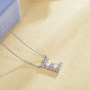 Collier en argent sterling 925 Kirin avec micro-zircons pour femme, plaqué rhodium, lettres 'E' anglaises sur chaîne à maillons, tendance - Product Image 2