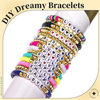 Kit de fabrication de bracelets avec perles lettres et entretoises 1534, best-seller, ensemble de bijoux DIY, formes cœur et étoile, en résine plastique