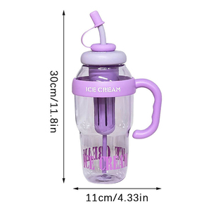 Bouteille d'eau en plastique de 1300 ml avec paille anti-fuite, mignonne, transparente, pour enfants, idéale pour les sports d'été - Product Image 2