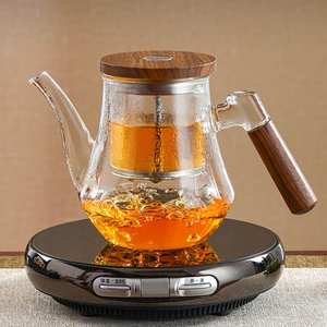 Tetera de Vidrio Borosilicato Soplado a Mano con Filtro, Tapa de Madera, Boquilla de Águila, Colador Extraíble, para Té de Hojas Sueltas, para Hogar y Cafetería - Product Image 4