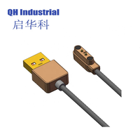 Macho y hembra 2 pines 4,0mm paso magnético Pogo Pin Cable conector para PCB Cable cargador de energía